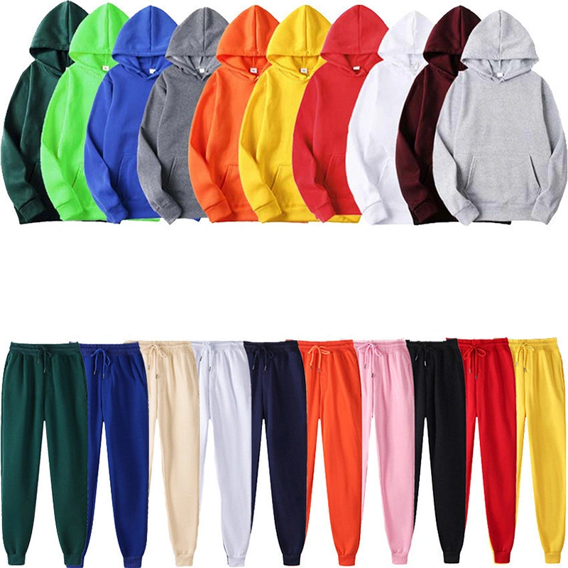 Wholesale Custom 100% Cotton Fleece Jogging Track Sweat Suit Unisex Men Hoodies Sweatsuit Tracksuit Sweatpants Hoodie Set Plain Tracksuits with Logo