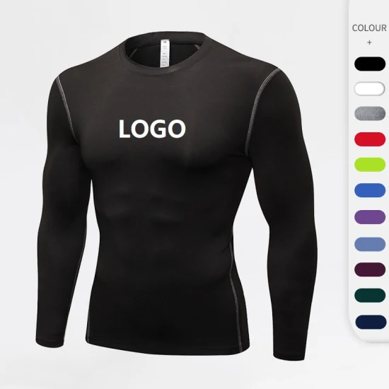 Оптовая продажа, компрессионная рубашка с логотипом из полиэстера, приталенная одежда для фитнеса с коротким рукавом, мужская верхняя рубашка с базовым слоем, спортивная рубашка для мужчин